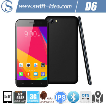 2015 New 5.0 Inch Mtk6582 1GB RAM Android 4.4 Super Slim Metal Frame Smart Phone (D6)